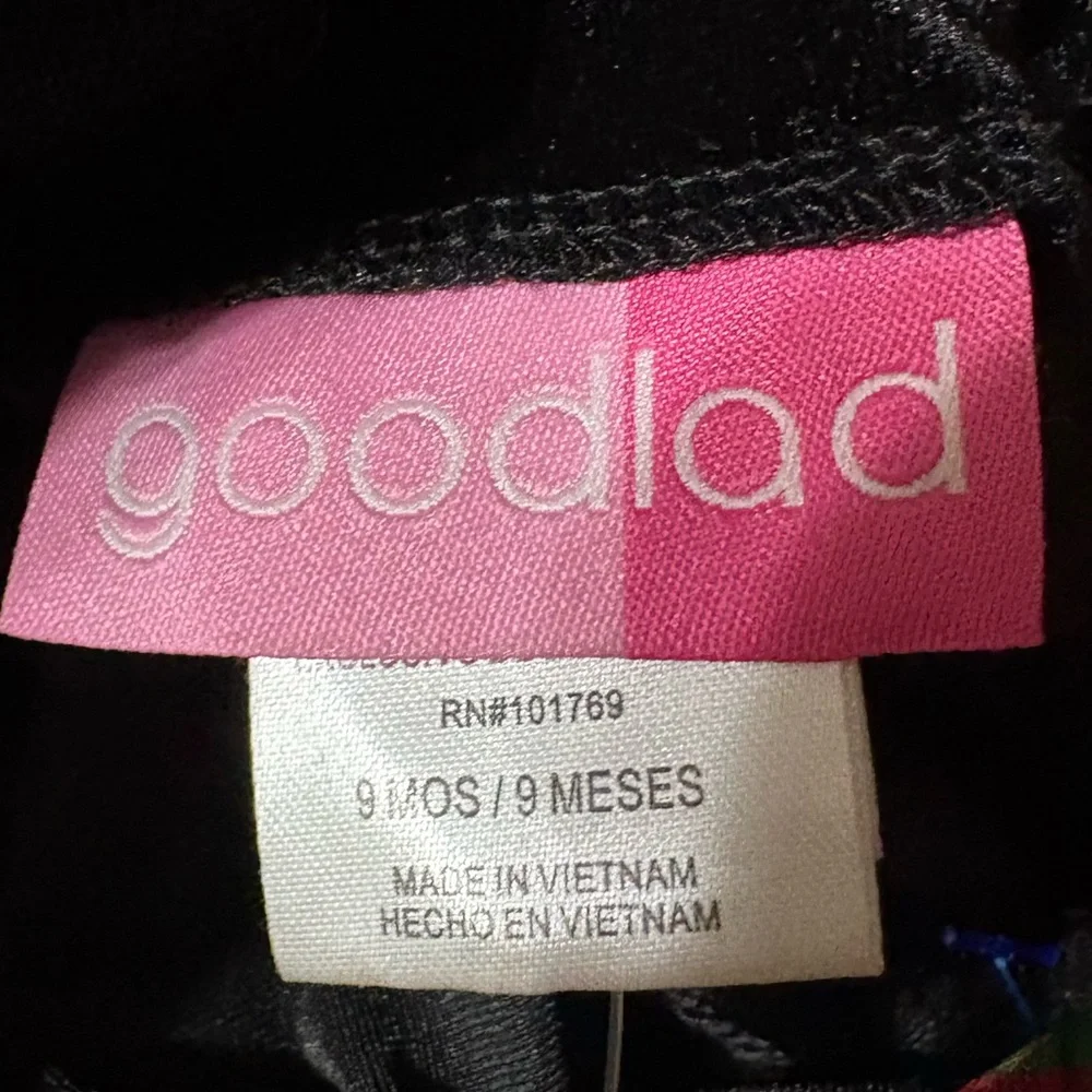 Good Lad‎ Girls Baby Christmas Romper 9 Month black velvet red plaid holiday NWT